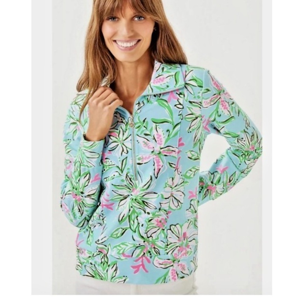 Lilly Pulitzer ELENI UPF 50+ Pullover XXL Son of a Bun Zip Top Shirt NWT